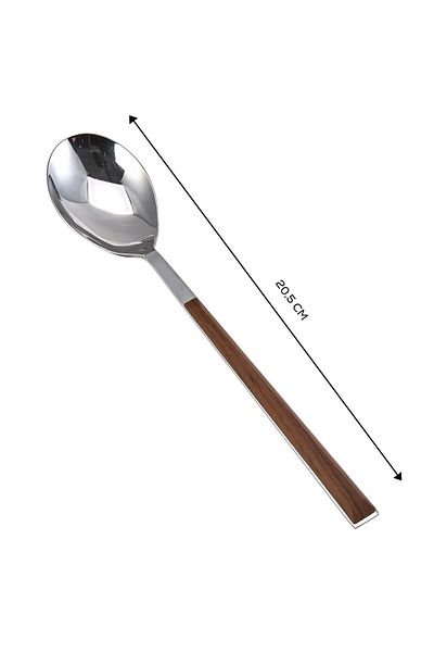 Karaca Salzburg Wooden Tablespoon - Stainless Steel, 1 Spoon Set, 1 Person Metallic