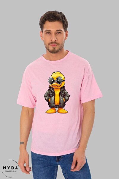 Nyda Collections Unisex pamučna majica sa širokim izrezom i printom patke
