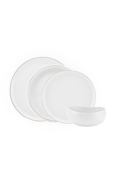 Karaca Streamline Hole Gold 24-teiliges Porzellan-Dinner-Set für 6 Personen