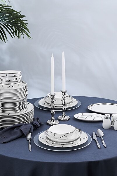 Karaca Noir New Bone 56 Parça 12 Kişilik Yemek Takımı