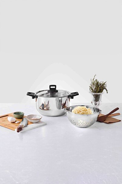 Karaca Mutfaksever İndüksiyon Tabanlı Çelik Makarna Tenceresi ve Buhar Pişirici 24cm