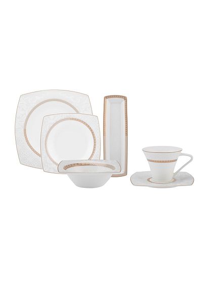 Karaca Fine Pearl Lorenzo 26 Piece Square Breakfast Set for 6 People