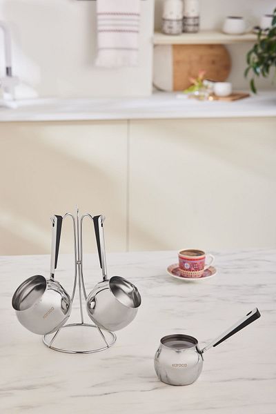 Karaca Revna 3-Piece Coffee Pot Set with Stand