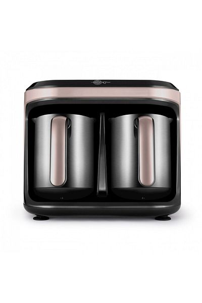 Karaca Turkish Coffee Maker with Rosegold 1400W Aroma Souvenir Tube Duet Steel Coffee Pot