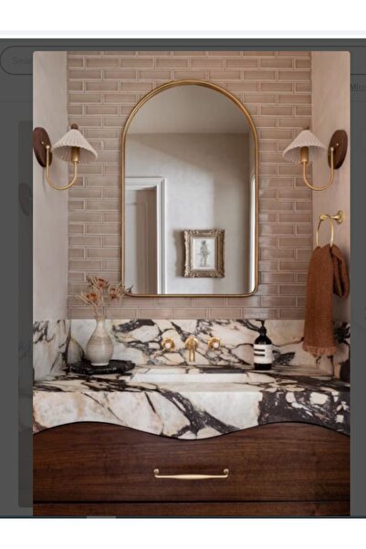 MKS Design 55x80 Gold Çerçeveli Asimetrik Duvar Aynası / Banyo Aynası / Dekor Aynası