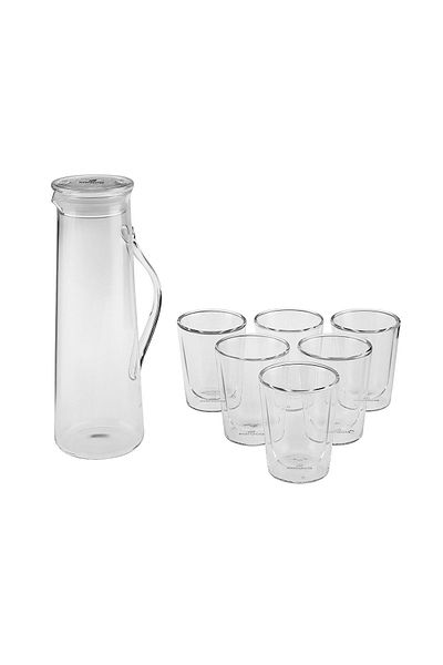 Karaca Colmar 7 Piece Double Leather Water Cup and Jug Set