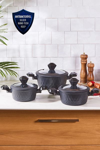 Karaca Biodiamond Antibacterial Handle Induction Base 6 Piece Cookware Set