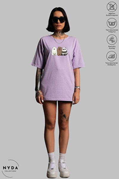 Nyda Collections We Bare Bears majica sa printom, unisex, pamučna, prevelika ...