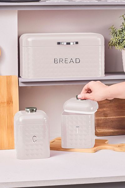 Karaca Diamond Carbon Steel Bread Box Storage Container Gift Cream