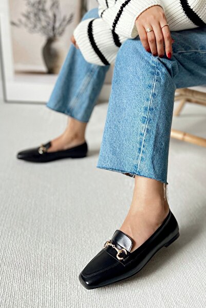 POLKA STORE Manifest Blunt Toe Flat Sole Buckle Moccasin Loafer Ballerinas Comfortable Women's Daily Shoes