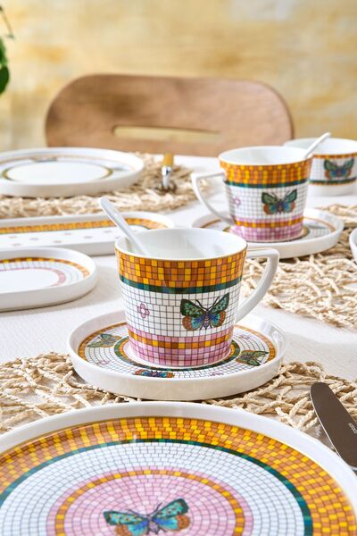 Karaca Forever Bone Papillon 33 Piece Breakfast Set for 6 People