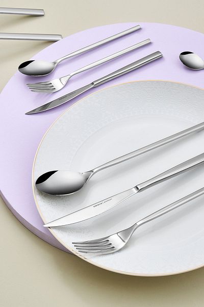Karaca Carmelo 91 Pieces - 12 Person Premium Boxed Fork, Spoon and Knife Set and Serving Set