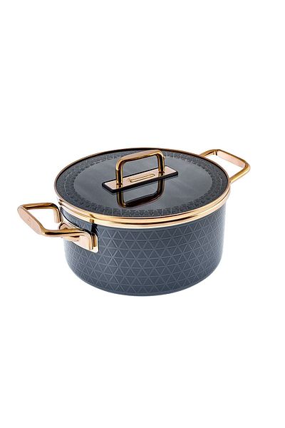 Karaca Crystal Enamel Pot Anthracite 22 cm