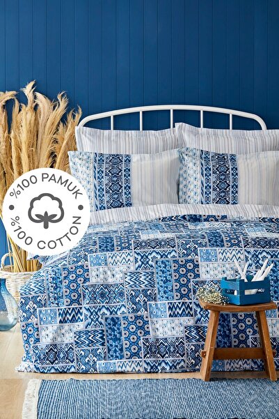 Karaca Home Pietra Mavi %100 Pamuk King Size Nevresim Takımı