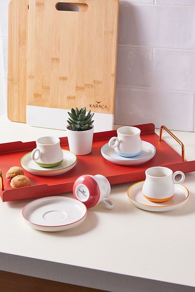 Karaca Set of 4 Coffee Cups - Std Renkser 90 ml Classic