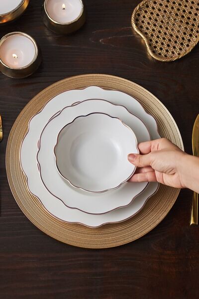 Karaca Daisy Rose Wave Shape 24 Parça 6 Kişilik Porselen Yemek Takımı