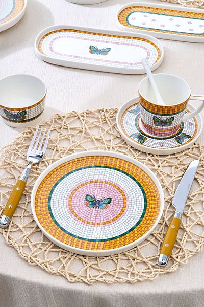 Karaca Forever Bone Papillon 33 Piece Breakfast Set for 6 People
