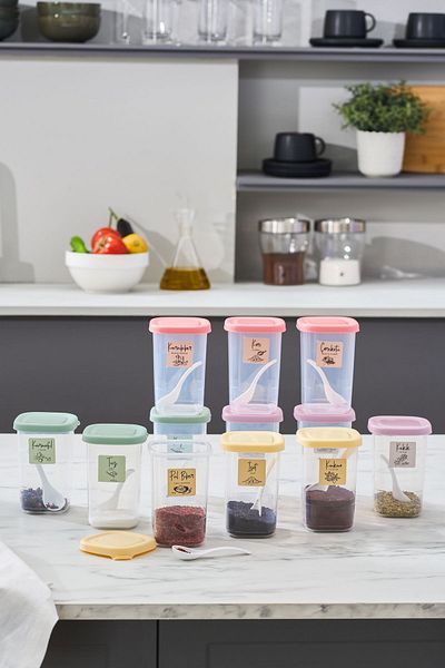 Karaca Forbs 450 ml Spice Set - 12 Pieces with Spoon and Label