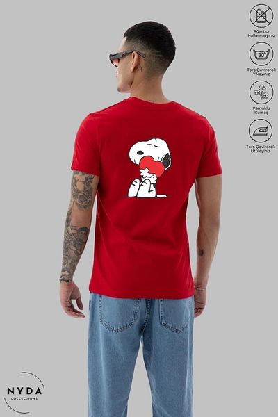 Nyda Collections Unisex Crew Neck Snoopy Printed Cotton Oversize Short Sleeve T-Shirt