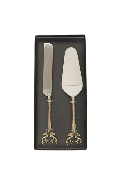 Karaca Home Roe Gold Serving Knife and Spatula Serving Set
