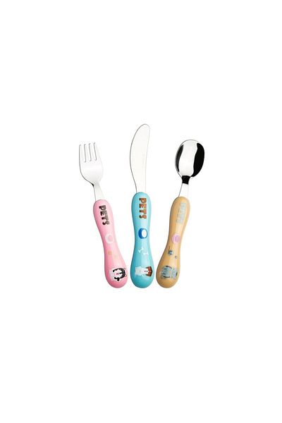 Karaca Pets 3 Piece Kids Fork Spoon Knife Set