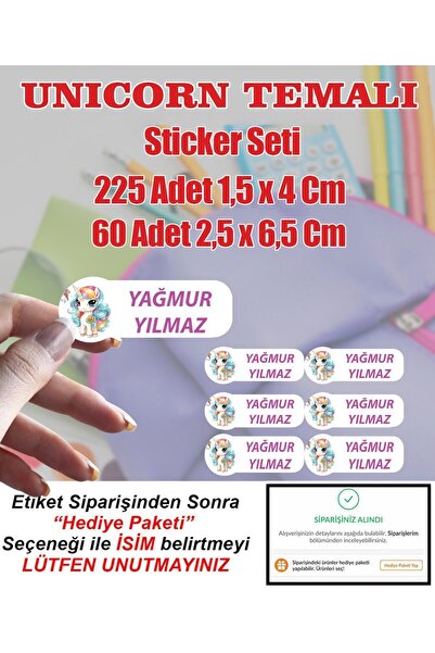 Aysprint Etichetă școlară cu tematică UNICORN - Geantă pentru caiet, pix și s...