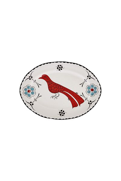 Karaca Paye Seljuk Series Bird Porcelain Boat Plate 25 cm