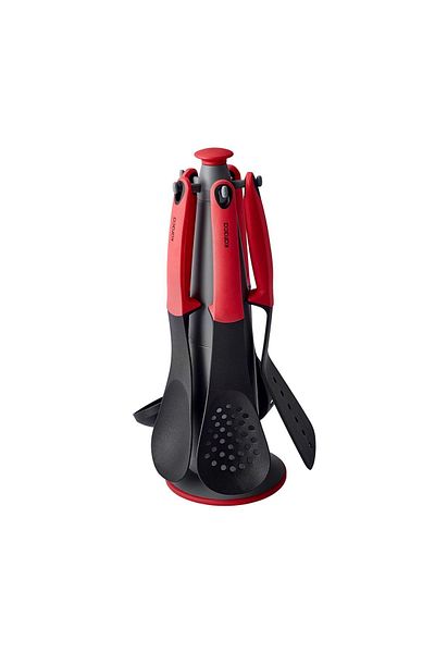 Karaca Dave Red 6 Piece Serving Set with Stand