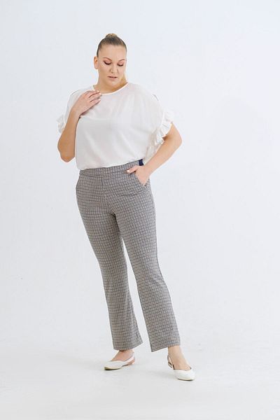 EVEN plus size Checkered Elastic Waist Large Size Women's Trousers