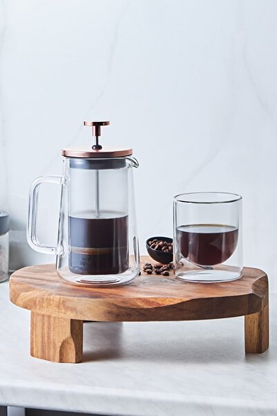 Karaca Pia Konik Çift Cidarlı Borosilikat Cam French Press 350 Ml Bronze