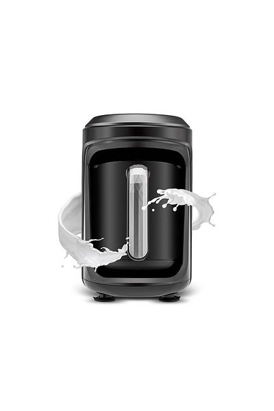 Karaca 5-Cup Capacity Memory Cubes Quartz Ember - Milk Drink and Turk Coffee Maker, Black Chrome