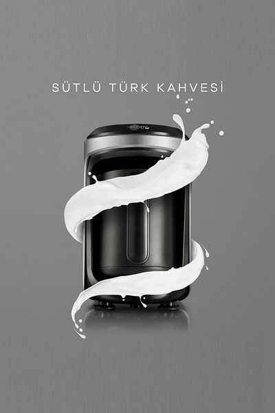 Karaca Galaxy Gray Turkish Coffee Machine with Memory Hüps Milk