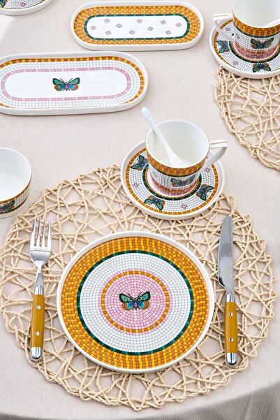 Karaca Forever Bone Papillon 33 Piece Breakfast Set for 6 People