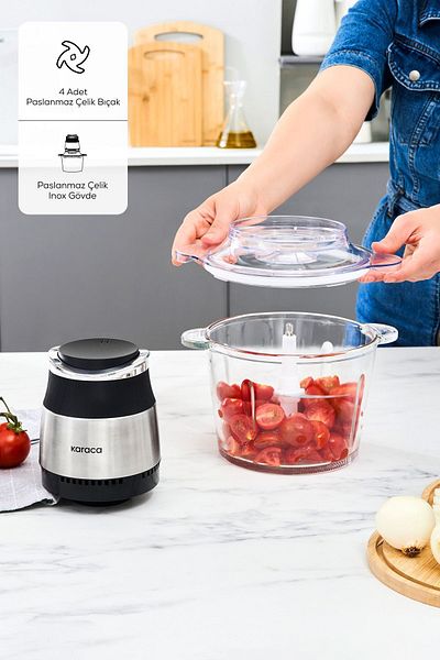 Karaca Megablend 3L Ultra Large Glass Bowl Inox Chopper