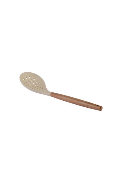 Karaca Woodline Silicone Tip Beech Wood Handle Colander Beige