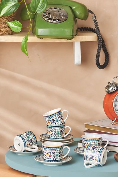 Karaca Beylerbeyi Kaffeetassen-Set für 6 Personen, 80 ml