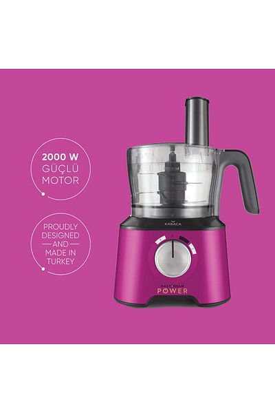 Karaca Mastermaid Power Multifunctional 10 In 1 Fushia Love Food Processor, Blender Set 2000w