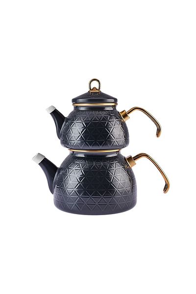Karaca Anthracite Crystal Enamel Midi Teapot