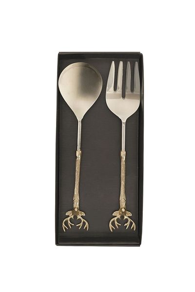 Karaca Home Roe Gold Serving Spoon and Fork Set