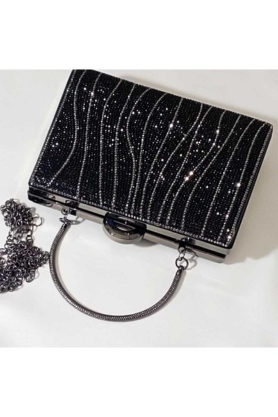 Şarra Gossi Waterway Black Evening Dress Bag Stone Evening Dress Bag Geantă de seară