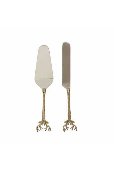 Karaca Home Roe Gold Serving Knife and Spatula Serving Set
