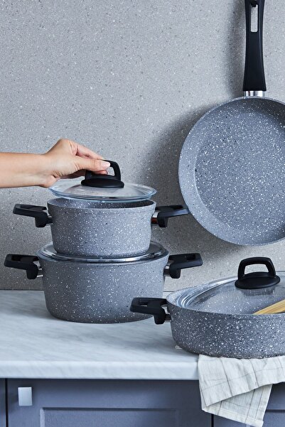 Karaca Hira Biogranit 7 Parça Tencere Seti Gray