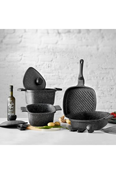 Karaca Bio Granit Kare 7 Parça Tencere Seti Grey