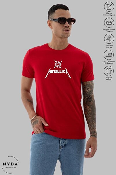 Nyda Collections Tricou oversize din bumbac unisex cu imprimeu Metallica - de...