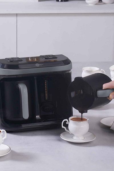 Karaca Space Gray Memory Cup Duet Double Turkish Coffee Machine