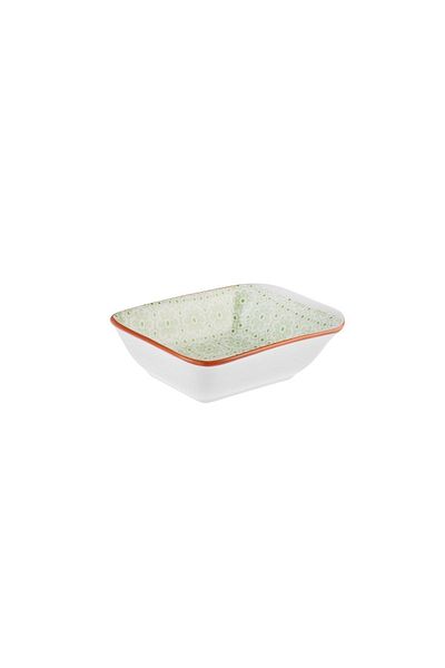 Karaca Floral Green Rectangle Snack Bowl/Sauce Bowl 10 cm