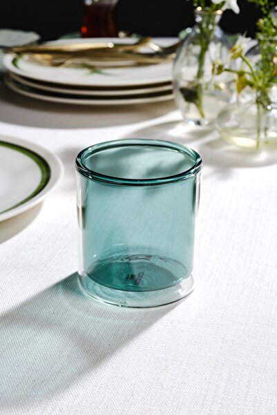Karaca Pia Çift Cidarlı Cam Yeşil Su Bardağı 280 ml
