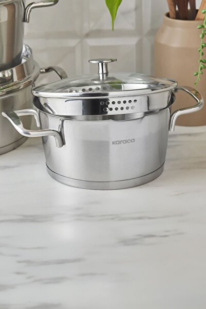 Karaca Vapor Induction Based 8 Piece Steel Cookware Set with Strainer