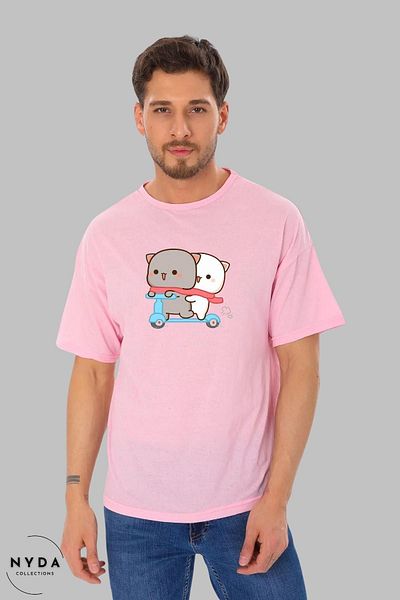 Nyda Collections Μπλουζάκι Unisex Cotton Oversize - Crew Neck, Bubu Dudu Motor Printed, κοντό μανίκι