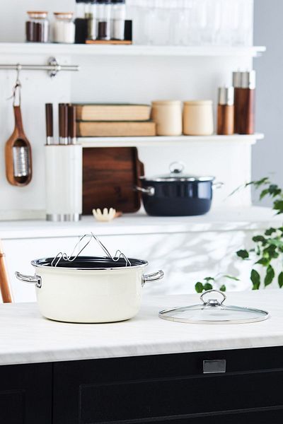 Karaca Mutfakaksever Induction Based Enamel Frying Pot 22 Cm Cream